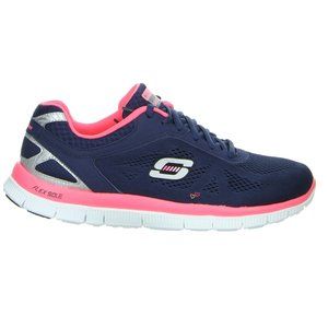 Skechers Love Your Style Memory Foam Navy Hot Pink Trainers EUC sz 7